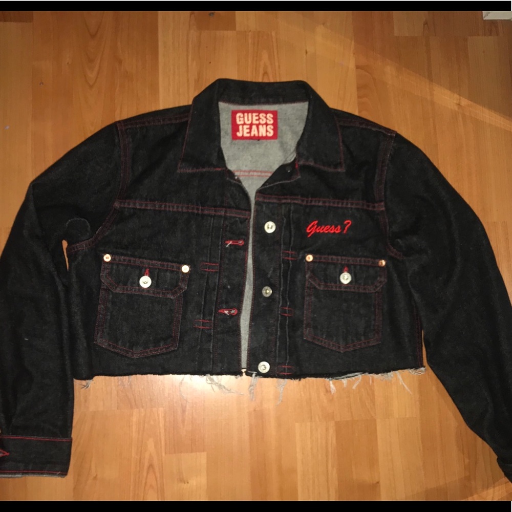 Vintage GUESS jean jacket with red stitching